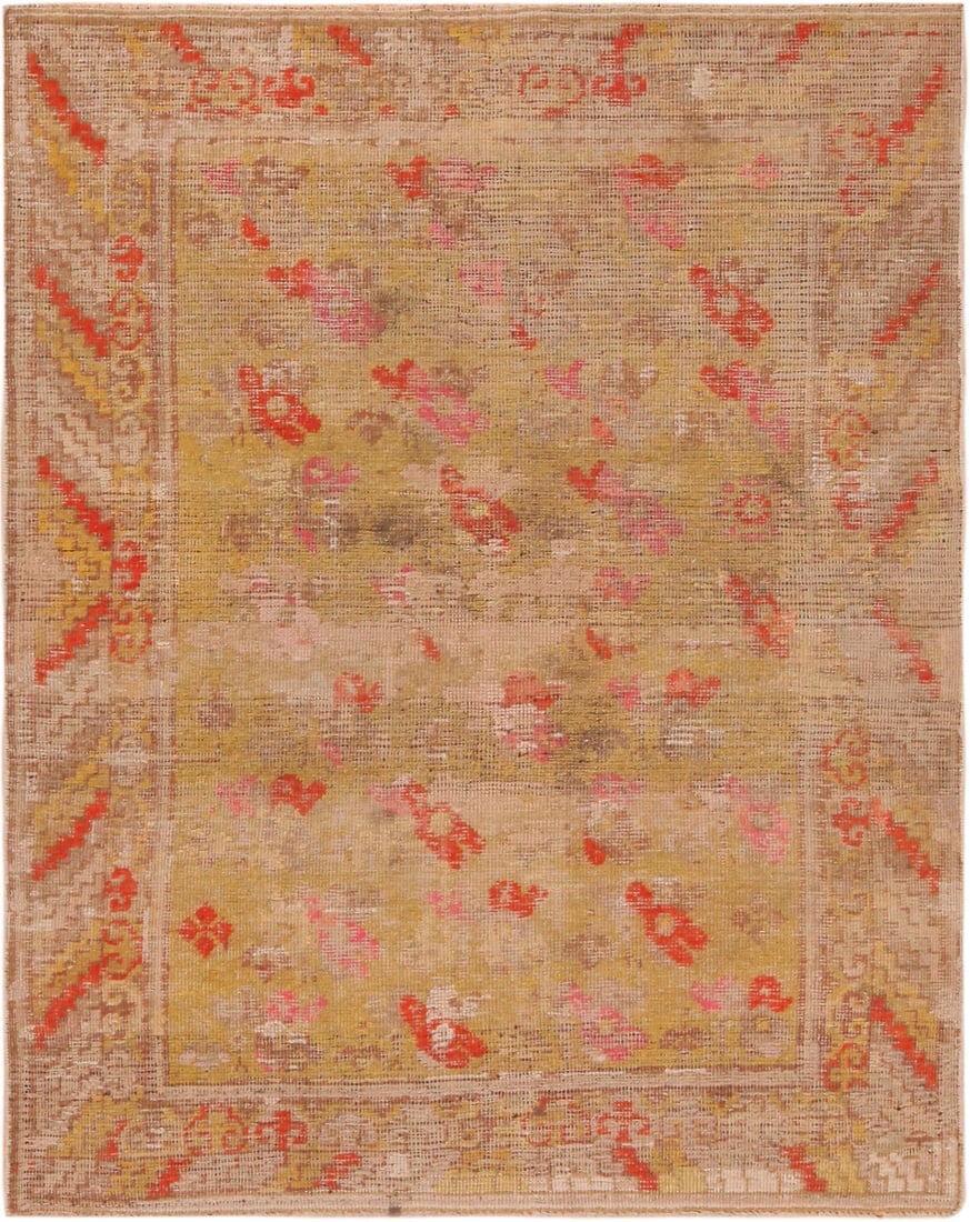 No Reserve - Antique Khotan Rug, East Turkestan, late 19th or early 20th century - 4 ft 8 in x 3 ft: Curated collection of antique, vintage and modern rugs No Reserve - Antique Khotan Rug, East Turkestan, late 19th or early 20th century Size: 4 ft 8 in x 3 ft 8 in (1.42 m x 1.12 m) Provenance: Proper