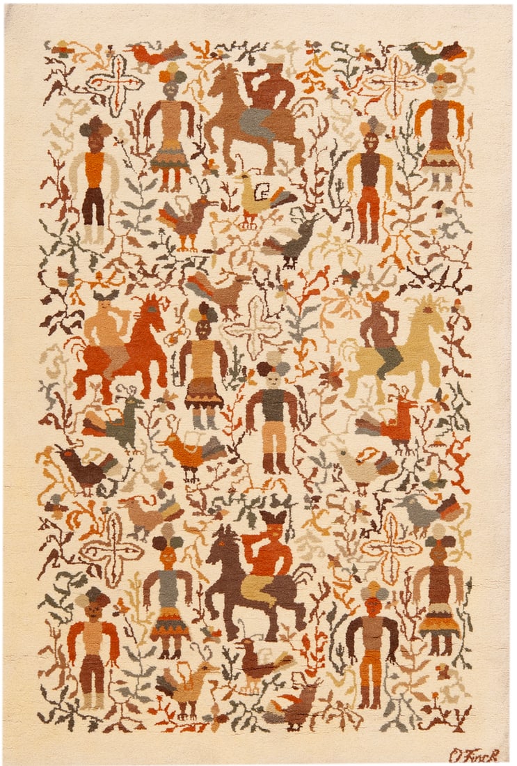 No Reserve - Vintage ?Caballito? Rug by Olga Fisch, Ecuador, mid-20th century - 7 ft x 4 ft (2.13 m: Curated collection of antique, vintage and modern rugs No Reserve - Vintage ?Caballito? Rug by Olga Fisch, Ecuador, mid-20th century Size: 7 ft x 4 ft (2.13 m x 1.21 m) Provenance: From a New York res