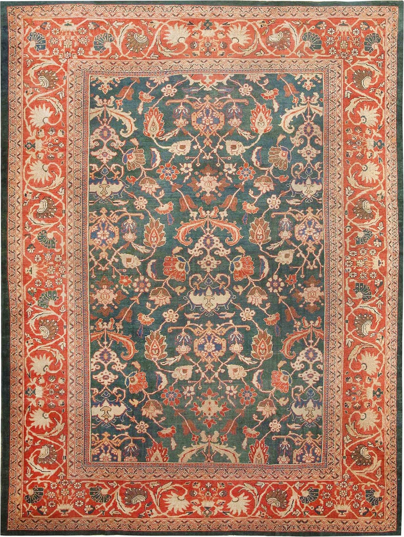 Large Antique Ziegler Sultanabad Carpet, Central Persia, circa 1880 - 14 ft 4 in x 10 ft 9 in (4.37: Curated collection of antique, vintage and modern rugs Large Antique Ziegler Sultanabad Carpet, Central Persia, circa 1880 Size: 14 ft 4 in x 10 ft 9 in (4.37 m x 3.28 m) Provenance: From a distinguis