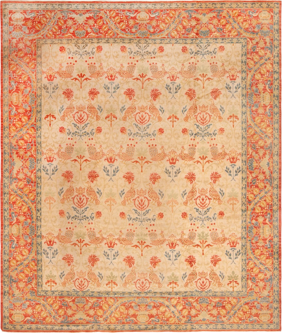 No Reserve - Room size: Antique Spanish Bird-Design Carpet - 12 ft 10 in x 11 ft (3.91 m x 3.35 m): Curated collection of antique, vintage and modern rugs No Reserve - Room size: Antique Spanish Bird-Design Carpet Size: 12 ft 10 in x 11 ft (3.91 m x 3.35 m) Provenance: Property of New York dealer