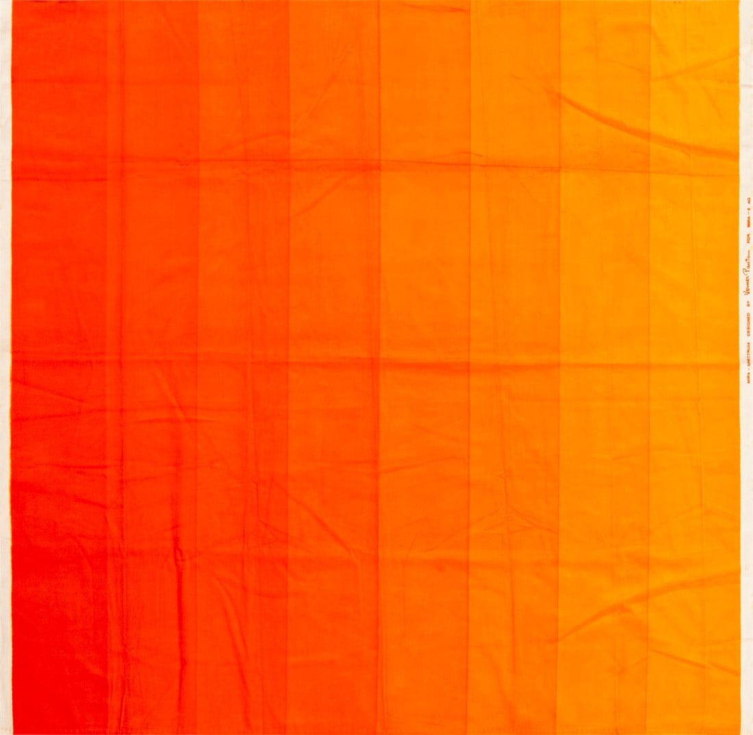 Vintage ?Mira Spectrum? Textile Verner Panton - 3 ft 10 in x 3 ft 10 in (1.17 m x 1.17 m): Curated collection of antique, vintage and modern rugs Vintage ?Mira Spectrum? Textile Verner Panton Size: 3 ft 10 in x 3 ft 10 in (1.17 m x 1.17 m) Provenance: Property of Nazmiyal Collection A