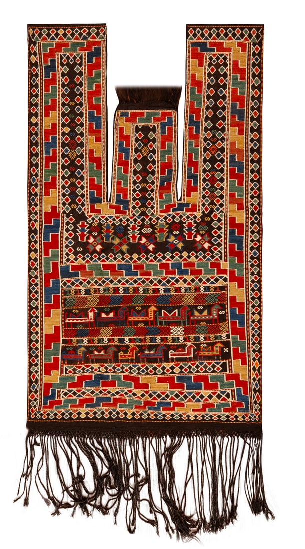 No Reserve - Antique Caucasian Soumak Horse Cover, late 19th century - 5 ft 8 in x 3 ft 3 in (1.72 m: Curated collection of antique, vintage and modern rugs No Reserve - Antique Caucasian Soumak Horse Cover, late 19th century Size: 5 ft 8 in x 3 ft 3 in (1.72 m x 0.99 m) Provenance: Property of a Cali