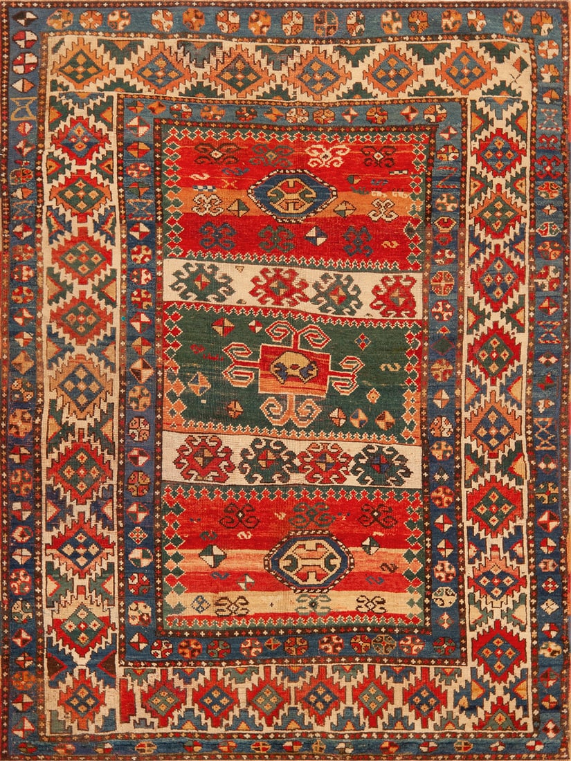 Antique Kazak Rug, South Caucasus, late 19th century - 6 ft 10 in x 5 ft 1 in (2.08 m x 1.55 m): Curated collection of antique, vintage and modern rugs Antique Kazak Rug, South Caucasus, late 19th century Size: 6 ft 10 in x 5 ft 1 in (2.08 m x 1.55 m) Provenance: Property of a New York dealer <
