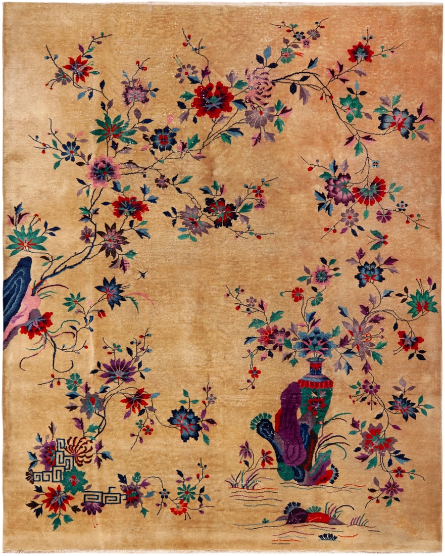No Reserve - Chinese Art Deco Carpet, circa 1925?1935 - 9 ft 7 in x 7 ft 9 in (2.92 m x 2.36 m): Curated collection of antique, vintage and modern rugs No Reserve - Chinese Art Deco Carpet, circa 1925?1935 Size: 9 ft 7 in x 7 ft 9 in (2.92 m x 2.36 m) Provenance: Property of a Nevada private coll