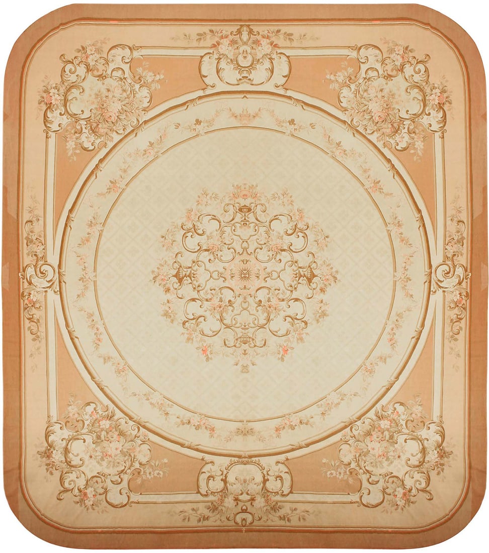 No Reserve - Palace-Size Antique Aubusson Carpet, France - 21 ft 9 in x 19 ft 6 in (6.63 m x 5.94 m): Curated collection of antique, vintage and modern rugs No Reserve - Palace-Size Antique Aubusson Carpet, France Size: 21 ft 9 in x 19 ft 6 in (6.63 m x 5.94 m) Provenance: Inventory of the late Albert