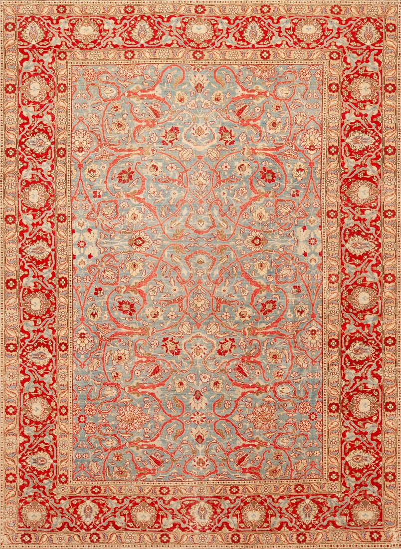 Antique Persian Tabriz Rug circa 1920 - 11 ft x 8 ft 4 in (3.35 m x 2.54 m): Curated collection of antique, vintage and modern rugs Antique Persian Tabriz Rug circa 1920 Size: 11 ft x 8 ft 4 in (3.35 m x 2.54 m) Provenance: Property of a New York dealer A finely drawn an