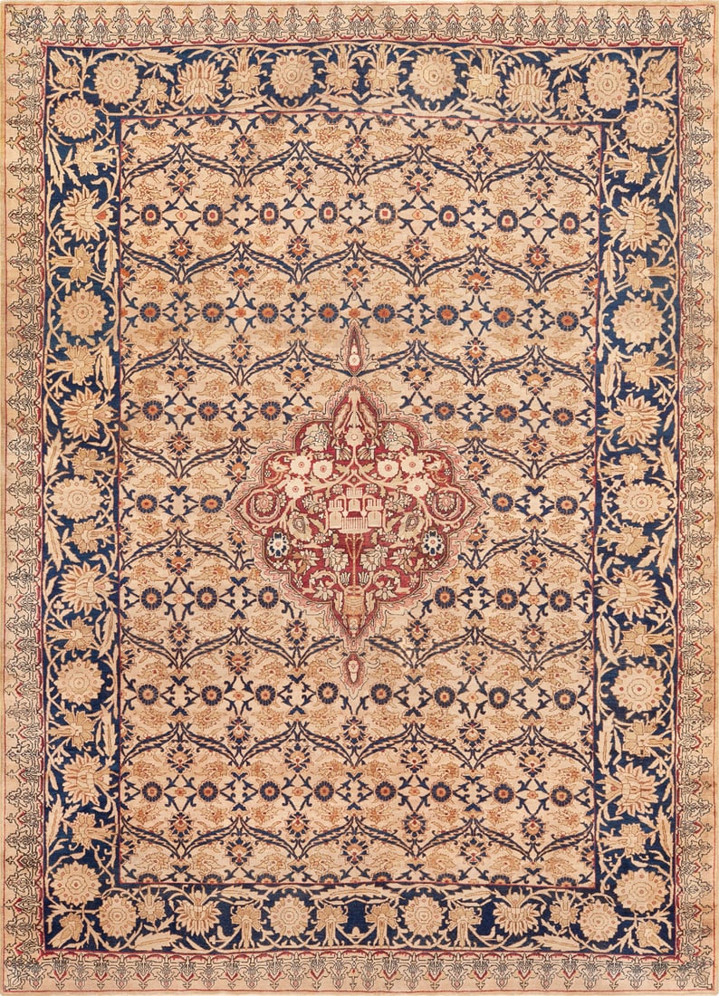 Antique Persian Kerman Rug circa 1900 - 12 ft 4 in x 8 ft 10 in (3.76 m x 2.69 m) (1 of 7)