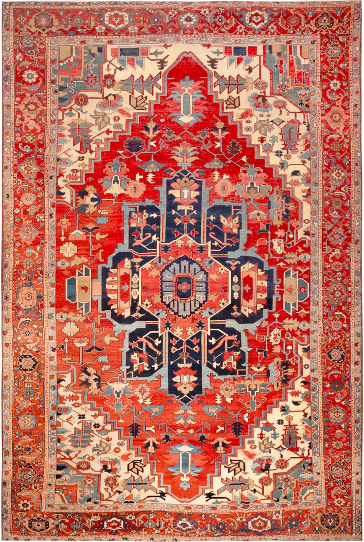Large Antique Persian Heriz Serapi Rug - 18 ft 1 in x 12 ft 3 in (5.51 m x 3.73 m) (1 of 1)