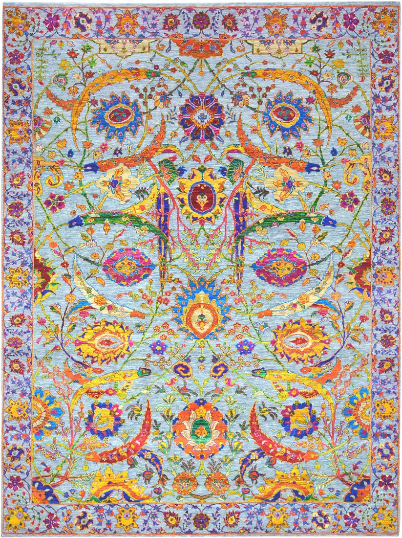 Modern Contemporary Transitional Rug in Silk- 12 ft x 9 ft (3.65 m x 2.74 m): Curated collection of antique, vintage and modern rugs Modern Contemporary Transitional Rug in Silk Size: 12 ft x 9 ft (3.65 m x 2.74 m) Date: Early 21st century A refined contemporary silk rug in the