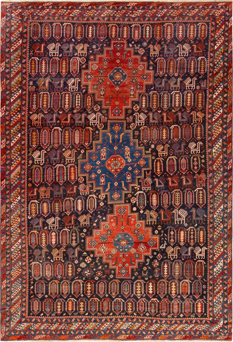 Exceptionally Rare Oversized Antique Caucasian Baku Animal Carpet Circa 1880 - 15 ft 9 in x 11 ft (1 of 1)