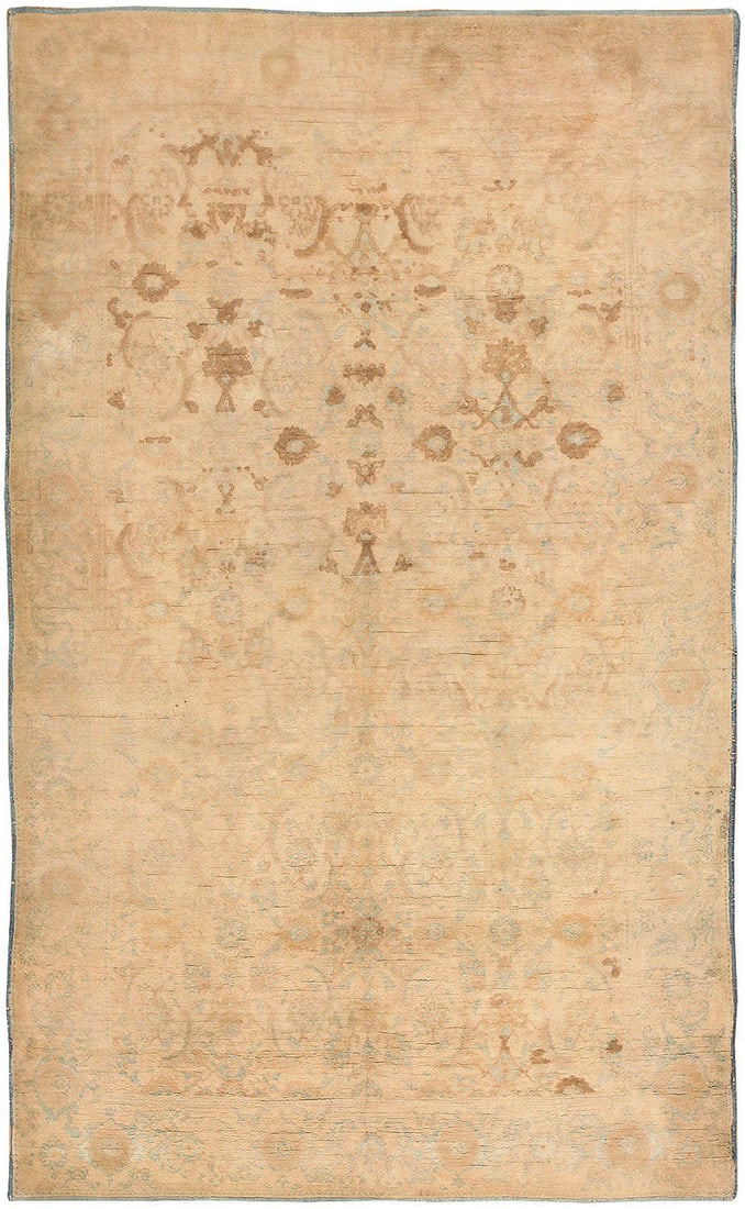 Antique Indian Cotton Agra Rug - 8 ft 6 in x 5 ft (2.59 m x 1.52 m): Curated collection of antique, vintage and modern rugs Antique Indian Cotton Agra Rug Size: 8 ft 6 in x 5 ft (2.59 m x 1.52 m) Provenance: From a Bostom residence Circa 1920 An unusual antique A