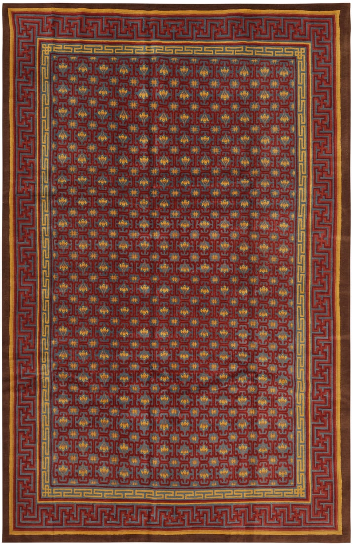 Vintage Nepalese Ningxia-Design Rug - 11 ft 10 in x 7 ft 4 in (3.6 m x 2.23 m): Curated collection of antique, vintage and modern rugs Vintage Nepalese Ningxia-Design Rug Size: 11 ft 10 in x 7 ft 4 in (3.6 m x 2.23 m) Provenance: From an Italian collector A finely woven Nep
