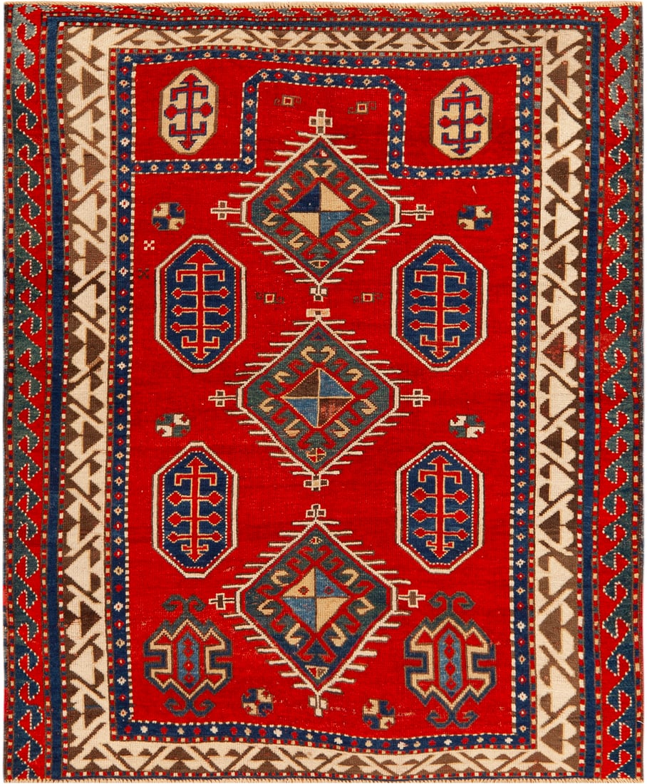 Antique Caucasian Borchalou Kazak Rug - Circa 1880 - 4 ft 6 in x 3 ft 1 in (1.37 m x 0.93 m) (1 of 1)