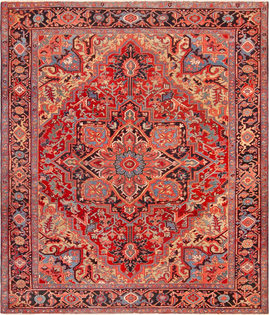 Antique Persian Heriz Serapi Rug - Circa 1920 - 9 ft 2 in x 8 ft (2.79 m x 2.44 m) (1 of 8)