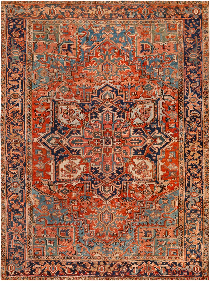 Antique Persian Heriz Rug - Circa 1920 - 9 ft 1 in x 7 ft (2.76 m x 2.13 m) (1 of 1)