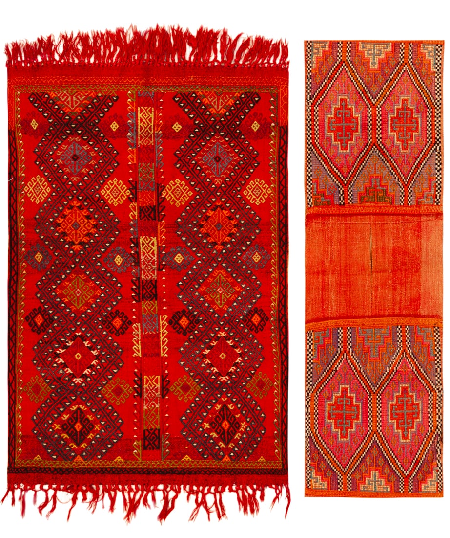No Reserve -Collection of Two Antique Persian Jijims - Circa 1900 - 4 ft 9 in x 3 ft 1 in (1.44 m x (1 of 1)