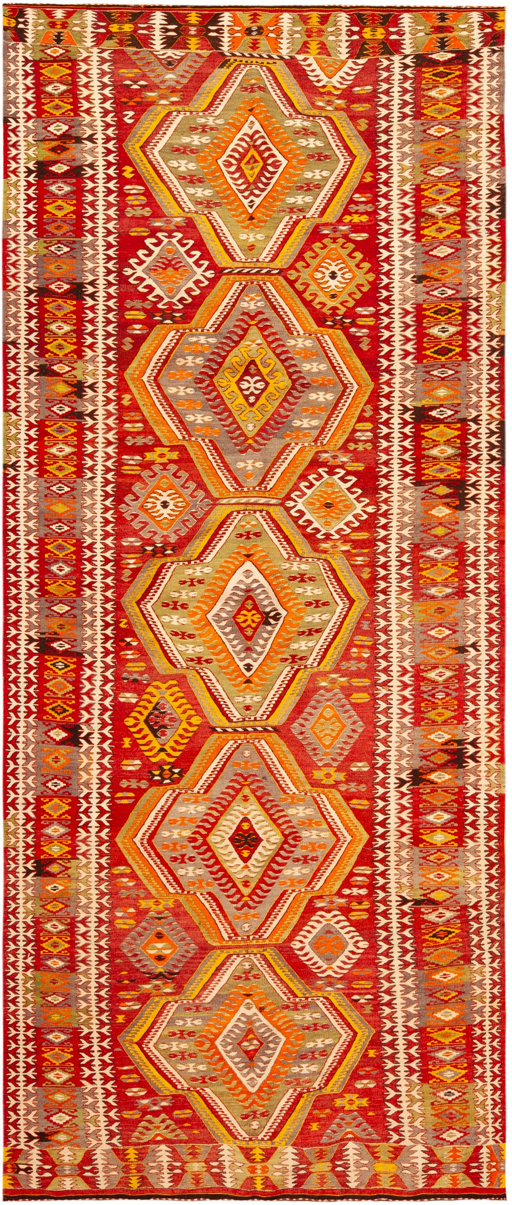 No Reserve -Long Antique Turkish Kilim - Circa 1920 - 11 ft 6 in x 4 ft 11 in (3.5 m x 1.49 m) (1 of 1)