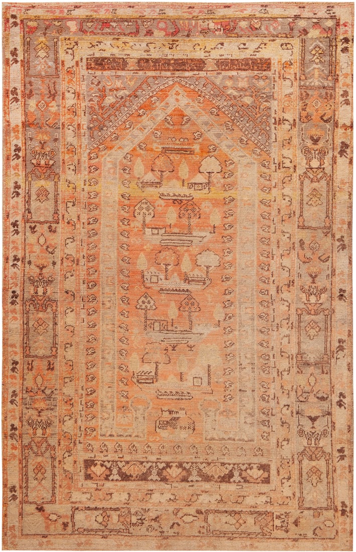 No Reserve - Antique Turkish Oushak Prayer Rug - Circa 1900 - 6 ft 7 in x 4 ft 2 in (2 m x 1.27 m): Curated collection of antique, vintage and modern rugs No Reserve - Antique Turkish Oushak Prayer Rug - Circa 1900 Size: 6 ft 7 in x 4 ft 2 in (2 m x 1.27 m) Provenance: Property of a Nashville collec