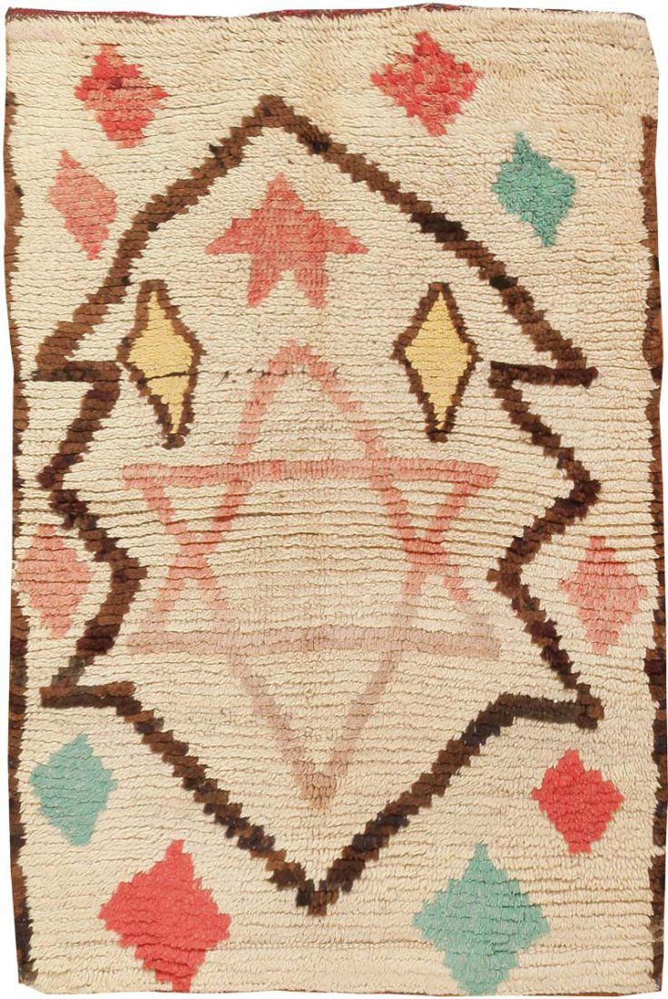 Vintage Moroccan Rug / Jewish Start Carpet From Morocco