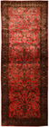 Antique Red Color Silk Kashan Persian Runner Rug Carpet