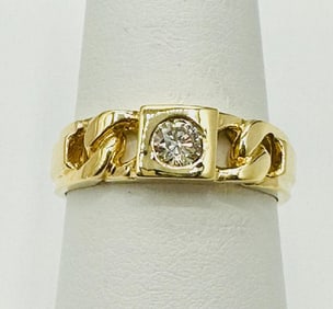 14KT Yellow Gold  Natural Diamond Link Ring