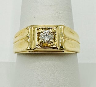 14KT Yellow Gold  Natural Diamond Men?s Solitaire Ring