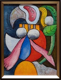 After Picasso Acrylic On Canvas "Woman"