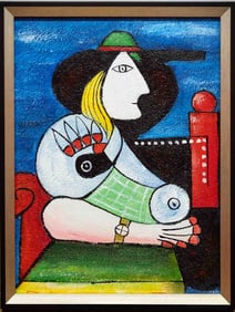 After Picasso Acrylic On Canvas "Portrait Of A Lady"
