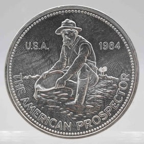 1984 American Engelhard Prospector 1oz Silver Round E Logo Reverse