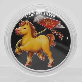 2014 Tuvalu Colorized Horse 1/2oz Silver Coin