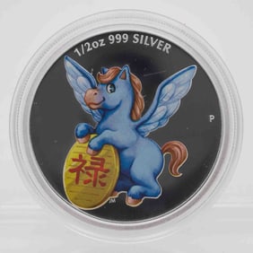 2014 Tuvalu Colorized Horse 1/2oz Silver Coin