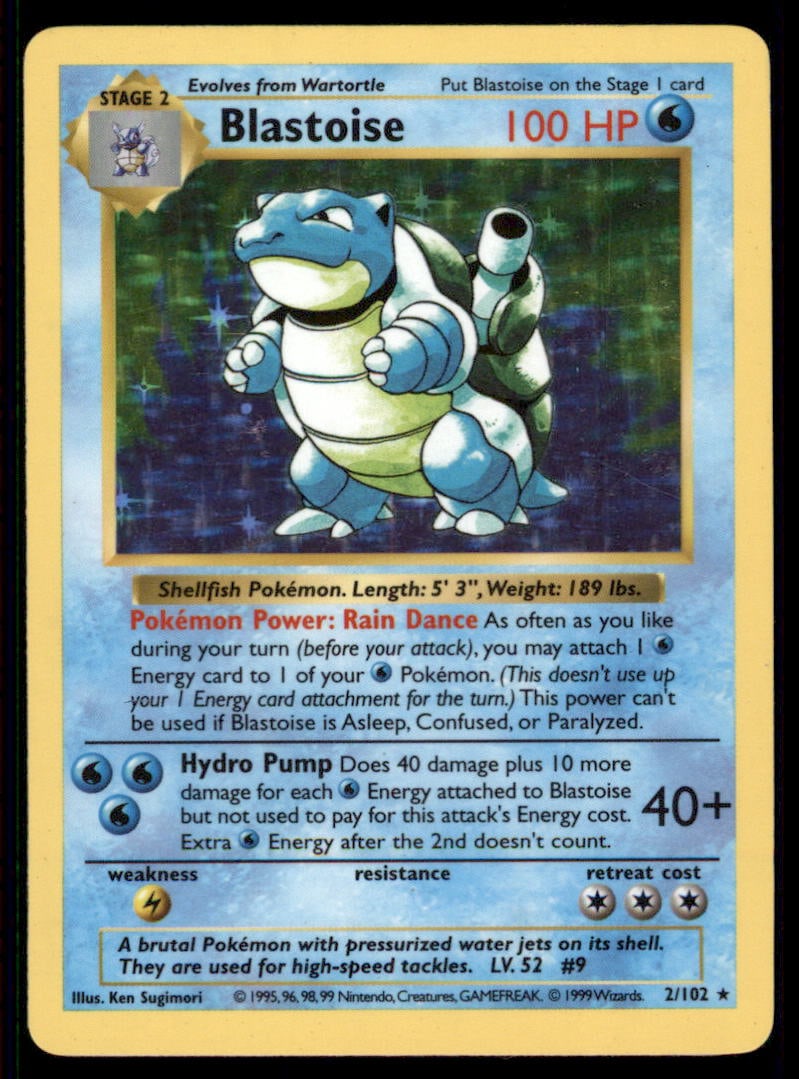Blastoise Base Set (Shadowless) #002/102 Holo Pokemon Card (1 of 2)