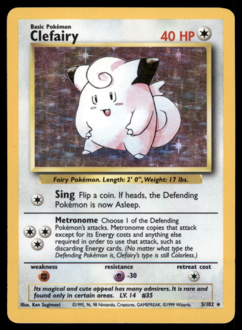 Clefairy Base Set #005/102 Holo Pokemon Card (1 of 2)