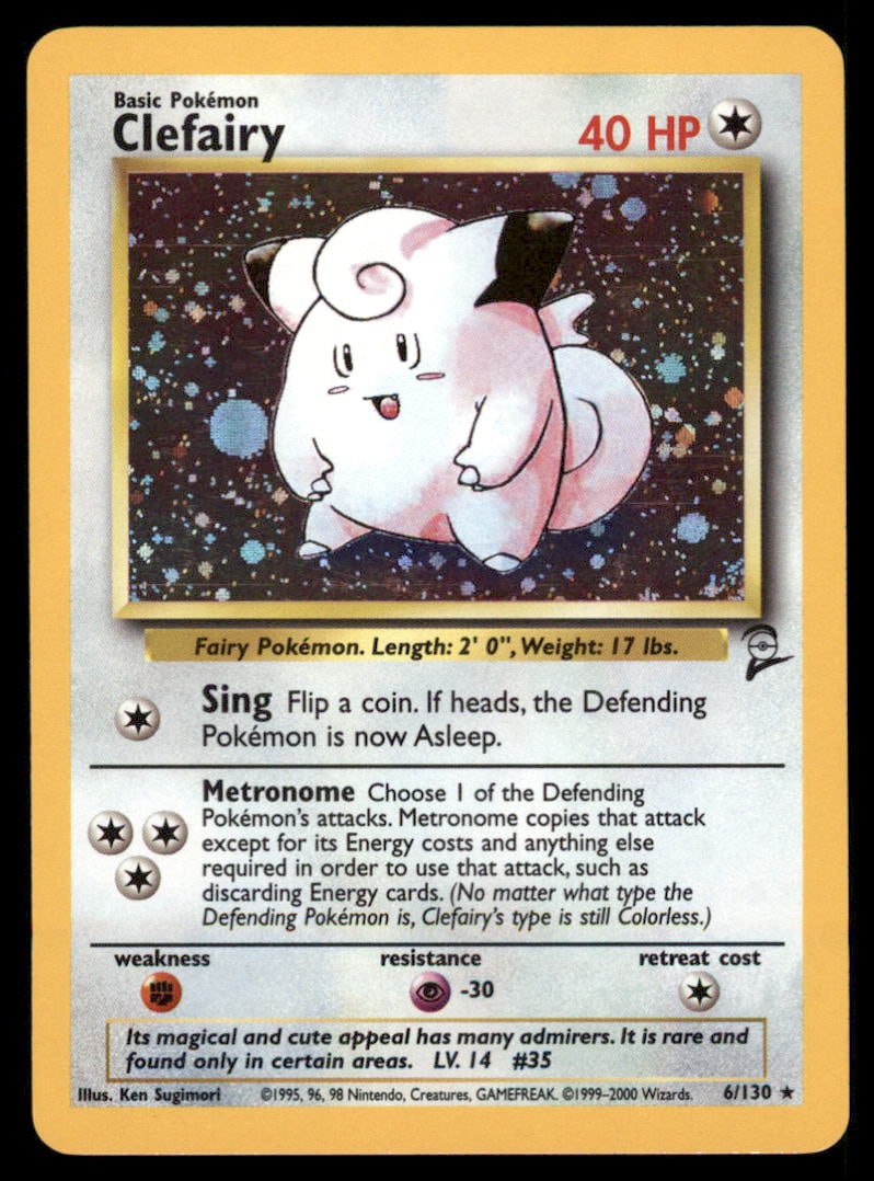 Clefairy Base Set 2 #006/130 Holo Pokemon Card (1 of 2)