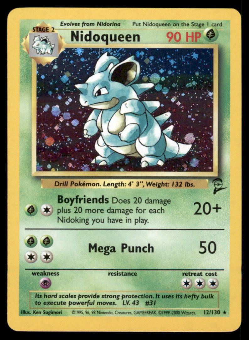 Nidoqueen Base Set 2 #012/130 Holo Pokemon Card: We offer combined shipping on multiple items. Buyers may also arrange their own shipping. LiveShipping is a separate and independent option for shipping that is NOT a part of the auction house or thei