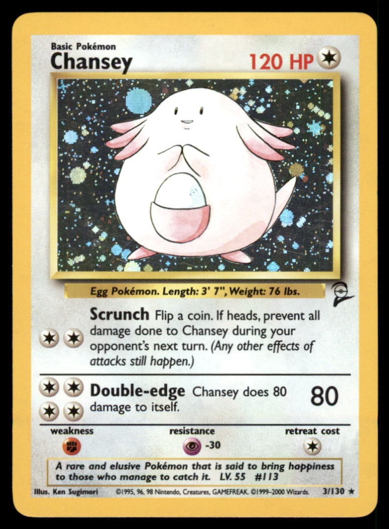 Chansey Base Set 2 #003/130 Holo Pokemon Card (1 of 2)