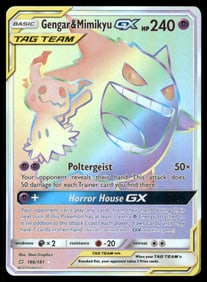 Gengar & Mimikyu GX (Secret) SM - Team Up #186/181 Holo Pokemon Card