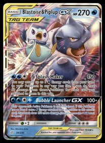 Blastoise & Piplup GX SM - Cosmic Eclipse #38/236 Holo Pokemon Card