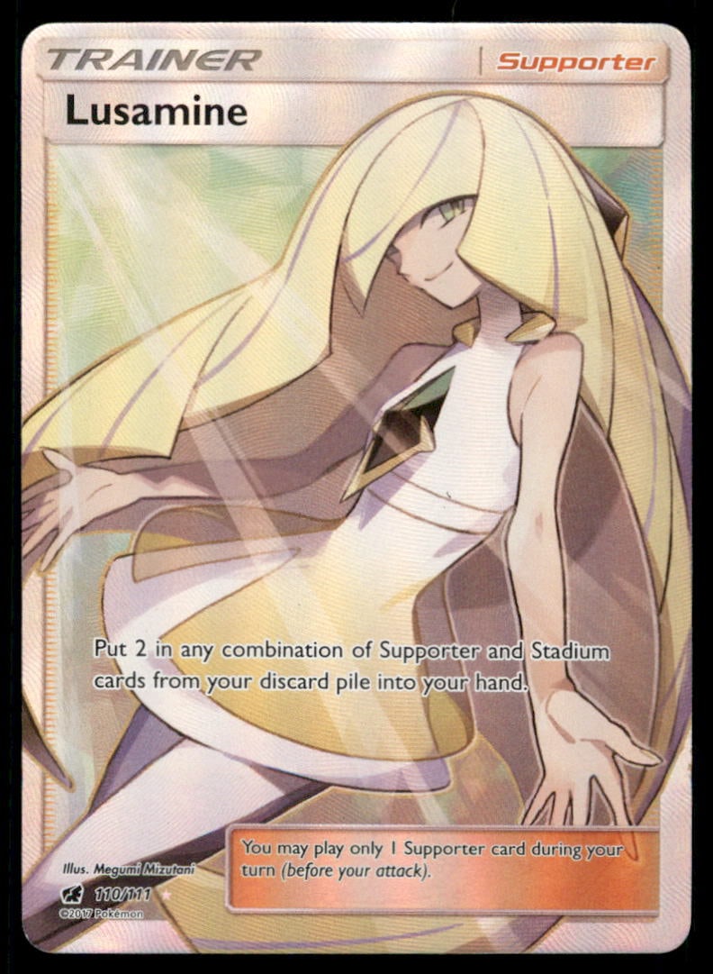 Lusamine (Full Art) SM - Crimson Invasion #110/111 Holo Pokemon Card: We offer combined shipping on multiple items. Buyers may also arrange their own shipping. LiveShipping is a separate and independent option for shipping that is NOT a part of the auction house or thei