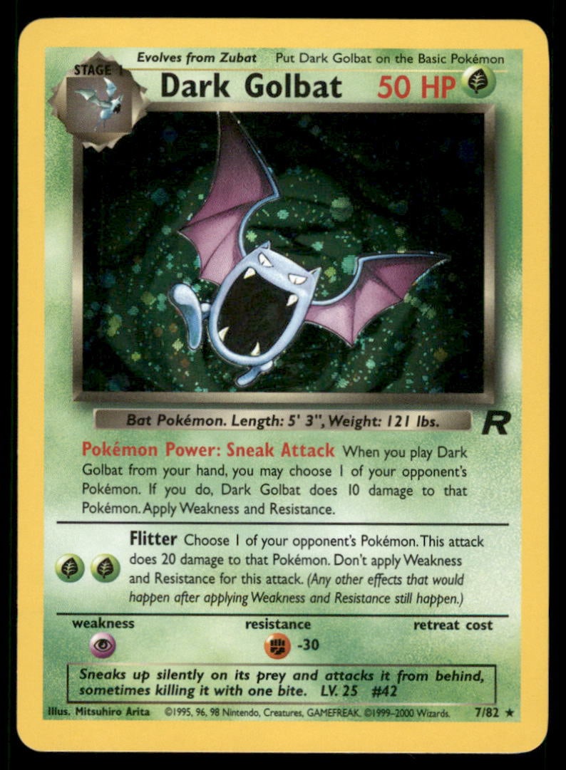 Dark Golbat (7) Team Rocket #07/82 Holo Pokemon Card: We offer combined shipping on multiple items. Buyers may also arrange their own shipping. LiveShipping is a separate and independent option for shipping that is NOT a part of the auction house or thei