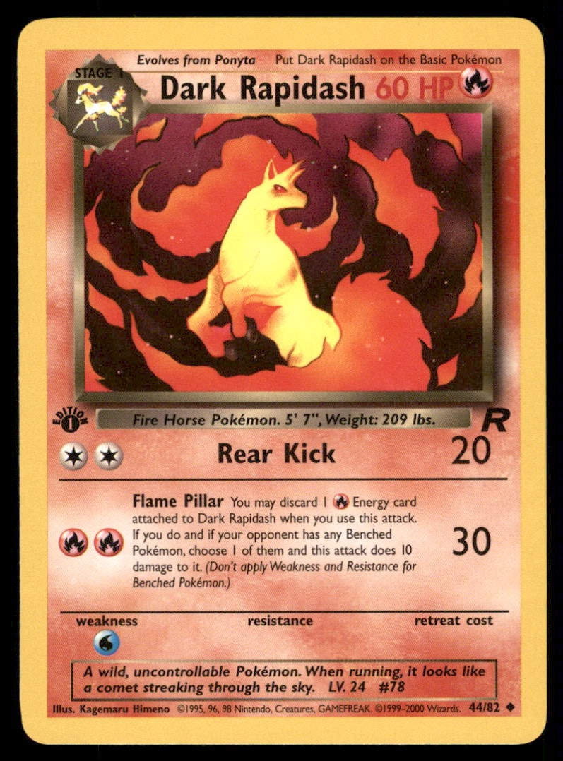Dark Rapidash 1st Edition Rocket Vintage Pokemon Card: We offer combined shipping on multiple items. Buyers may also arrange their own shipping. LiveShipping is a separate and independent option for shipping that is NOT a part of the auction house or thei