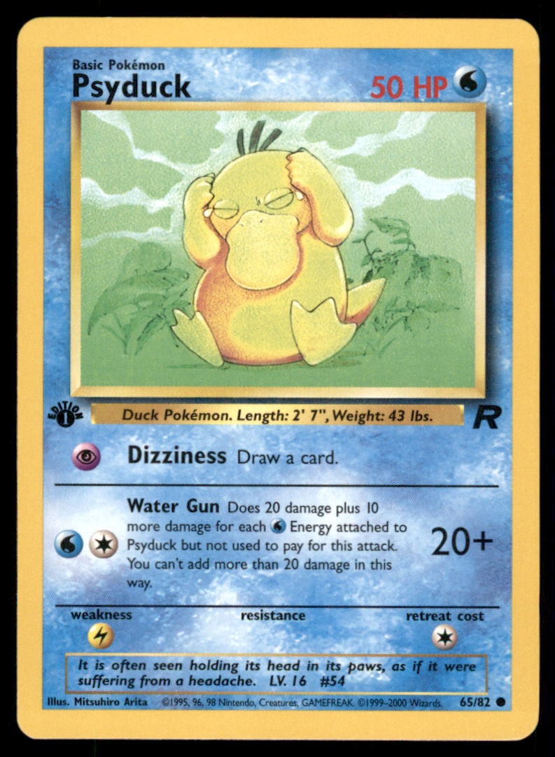 Psyduck 1st Edition Rocket Vintage Pokemon Card: We offer combined shipping on multiple items. Buyers may also arrange their own shipping. LiveShipping is a separate and independent option for shipping that is NOT a part of the auction house or thei