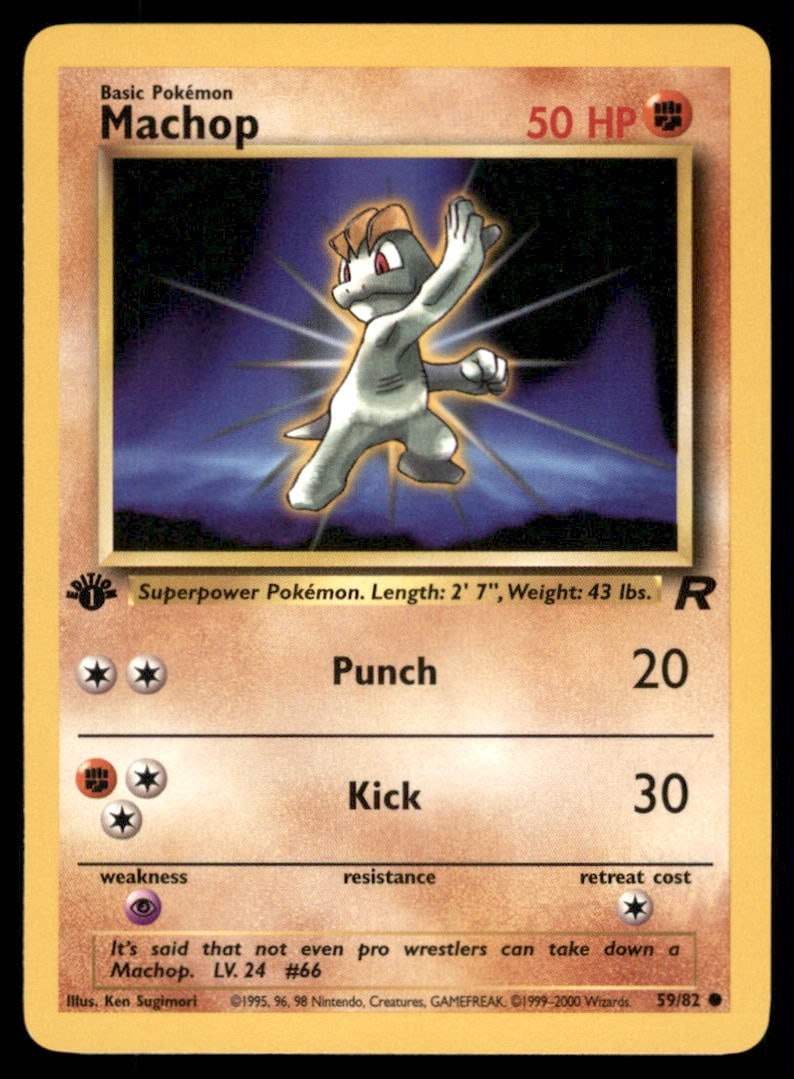 Machop 1st Edition Rocket Vintage Pokemon Card (1 of 2)