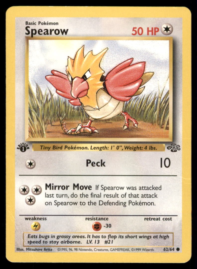 Spearow 1st Edition Jungle Vintage Pokemon Card: We offer combined shipping on multiple items. Buyers may also arrange their own shipping. LiveShipping is a separate and independent option for shipping that is NOT a part of the auction house or thei
