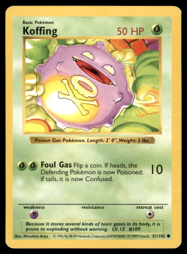 Koffing Shadowless Base Set Vintage Pokemon Card (1 of 2)