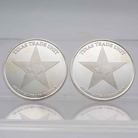 2014 Lot Of 2 Texas Trade Unit Port Isabel 1oz Silver Rounds