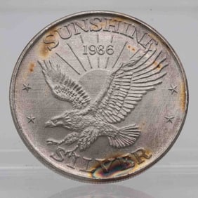 1986 Rare Vintage Sunshine Mint 1oz SIlver Round