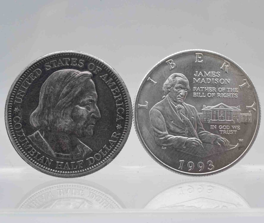 1893/1993 Columbian Expo/James Madison Silver Half Dollar Set 100 Years Apart (1 of 2)