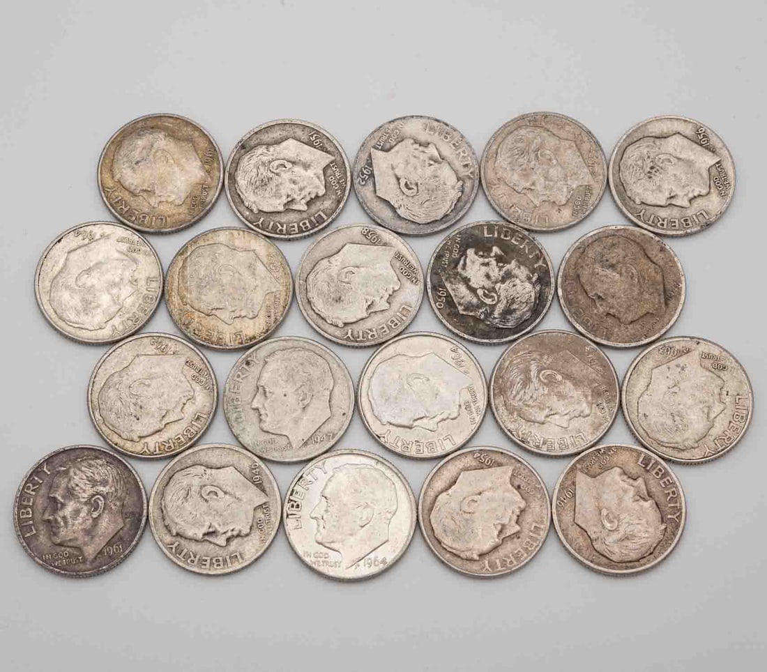 Various Years Lot Of 20 Roosevelt Silver Dimes (1 of 2)