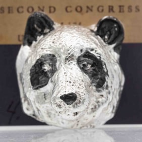 2025 Hand Poured 4.5oz Silver Cast Panda Painted